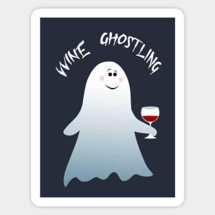 Wine Ghost Happy Halloween Sticker